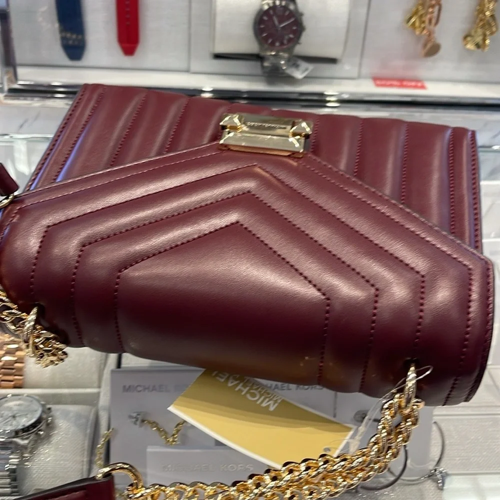 Michael Kors Burgundy Quilted Shoulder Bag - Picture 11 of 16